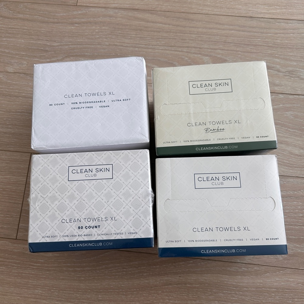 NIB Clean Skin Club Clean Towels XL - 4 boxes